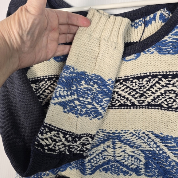 Free People Blue Aztec Tribal Soft Boho Snow Angel Angora Rabbit Hair Sweater S - Picture 8 of 16